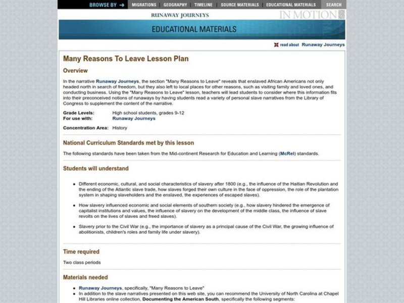 Many Reasons To Leave Lesson Plan Many Reasons To Leave Lesson Plan