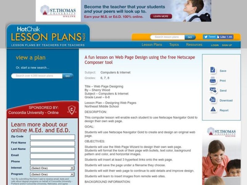 Web Page Designing Lesson Plan Web Page Designing Lesson Plan