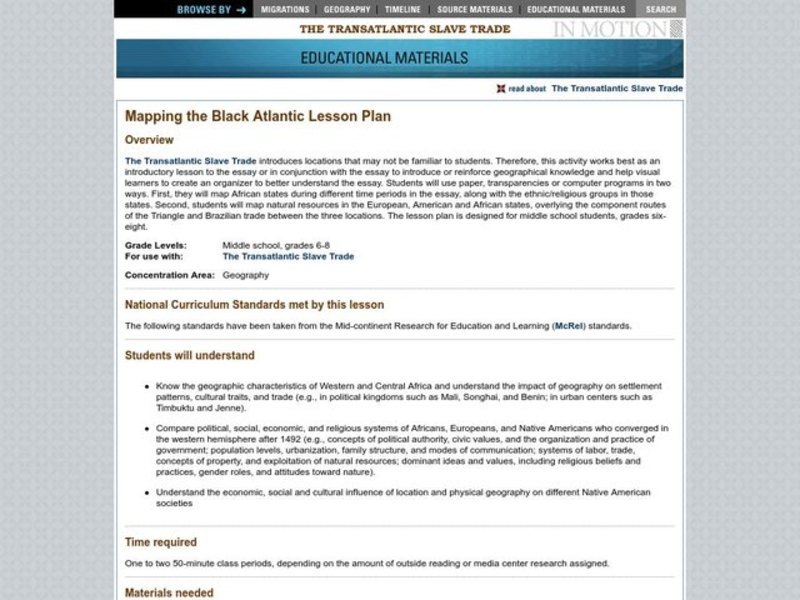 Mapping the Black Atlantic Lesson Plan Mapping the Black Atlantic Lesson Plan
