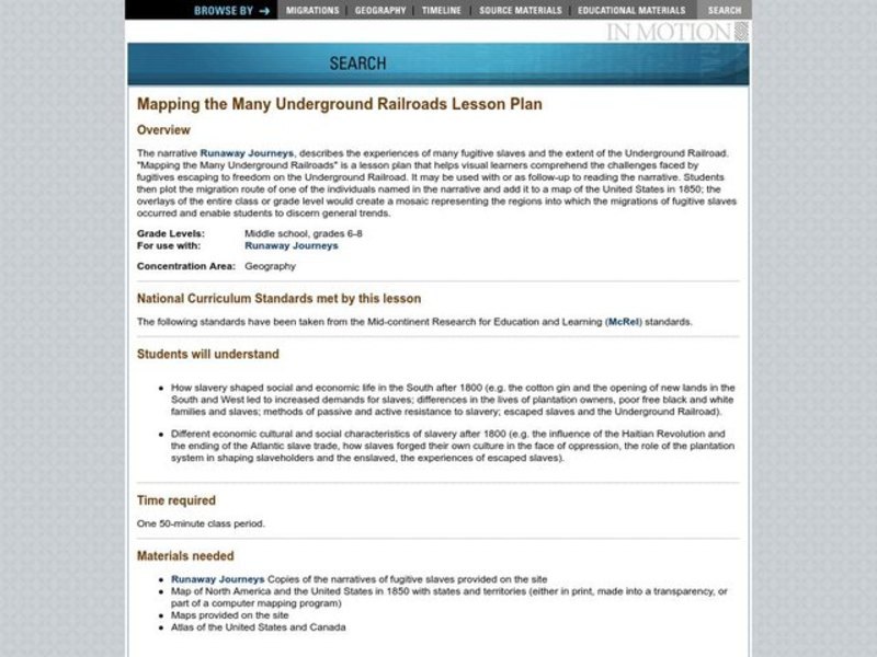 Mapping the Many Underground Railroads Lesson Plan Mapping the Many Underground Railroads Lesson Plan