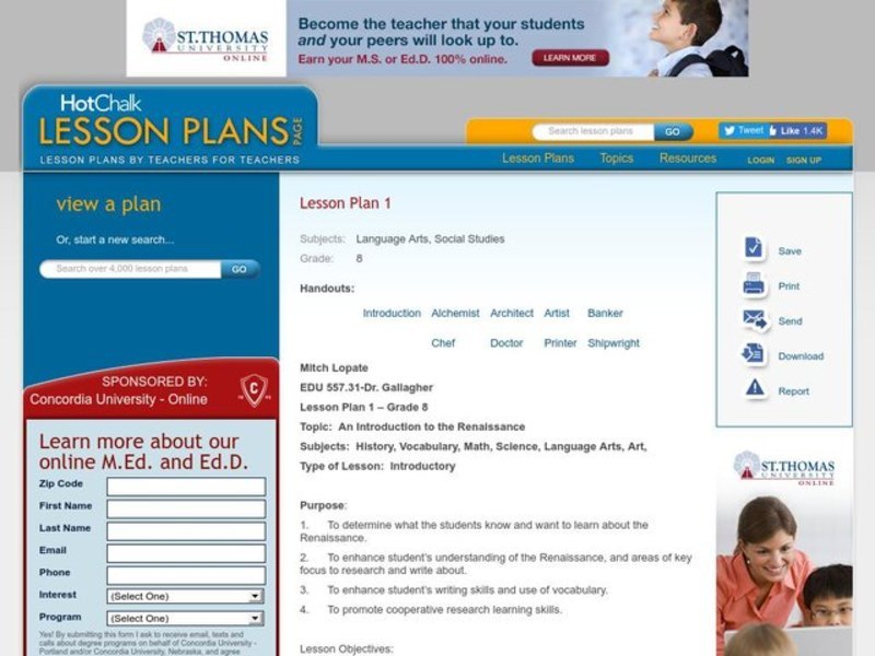 An Introduction to the Renaissance Lesson Plan An Introduction to the Renaissance Lesson Plan