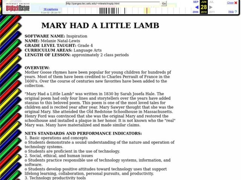 Mary Had A Little Lamb Lesson Plan Mary Had A Little Lamb Lesson Plan