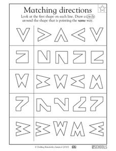 Matching Directions Worksheet Matching Directions Worksheet