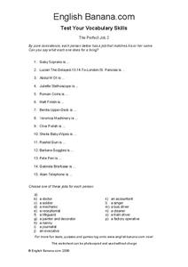 Matching Jobs Worksheet Matching Jobs Worksheet