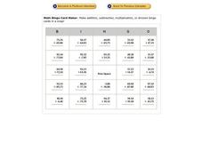 Math Bingo Card Maker Worksheet Math Bingo Card Maker Worksheet