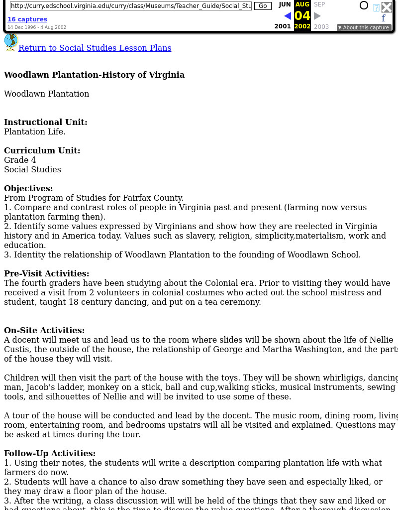 Woodlawn Plantation Lesson Plan Woodlawn Plantation Lesson Plan