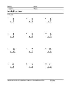 Math Practice: Multiplication Lesson Plan Math Practice: Multiplication Lesson Plan