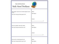 Math Word Problems Worksheet Math Word Problems Worksheet