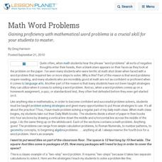 Math Word Problems Lesson Planet Article Math Word Problems Lesson Planet Article
