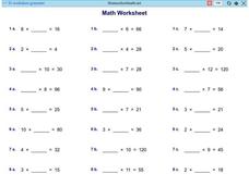 Math Worksheet 1: Multiplication Worksheet Math Worksheet 1: Multiplication Worksheet
