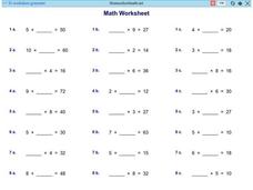 Math Worksheet 1: Multiplication, #3 Worksheet Math Worksheet 1: Multiplication, #3 Worksheet