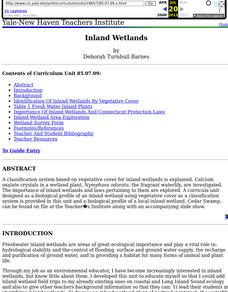 Inland Wetlands Lesson Plan Inland Wetlands Lesson Plan