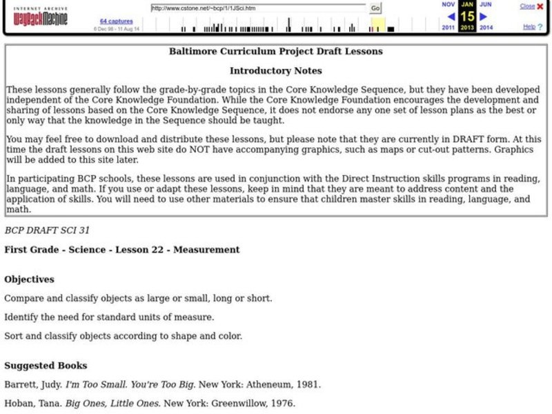 Measurement Lesson Plan Measurement Lesson Plan