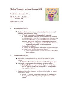 Measurements Lesson Plan Measurements Lesson Plan