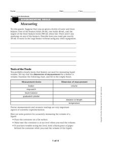 Measuring Worksheet Measuring Worksheet