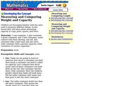 Measuring and Comparing Weight and Capacity Lesson Plan Measuring and Comparing Weight and Capacity Lesson Plan