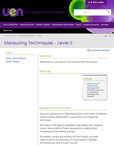 Measuring Techniques - Level II Lesson Plan Measuring Techniques - Level II Lesson Plan
