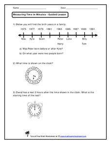 Measuring Time in Minutes Worksheet Measuring Time in Minutes Worksheet