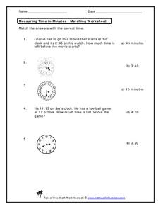 Measuring Time in Minutes Worksheet Measuring Time in Minutes Worksheet