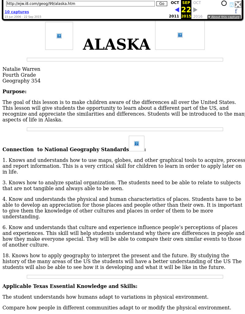 Alaska Lesson Plan Alaska Lesson Plan