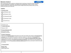 Mechanics: Section 2 Interactive Mechanics: Section 2 Interactive