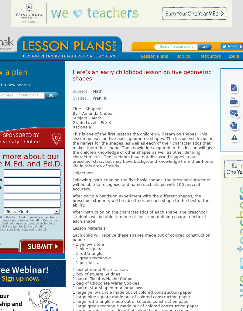 Shapes!! Lesson Plan Shapes!! Lesson Plan