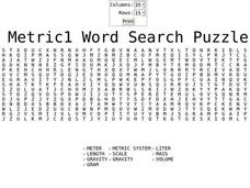 Metric 1 Word Search Worksheet Metric 1 Word Search Worksheet