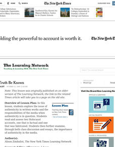 Let the Truth Be Known Lesson Plan Let the Truth Be Known Lesson Plan