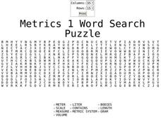Metrics 1 Word Search Worksheet Metrics 1 Word Search Worksheet