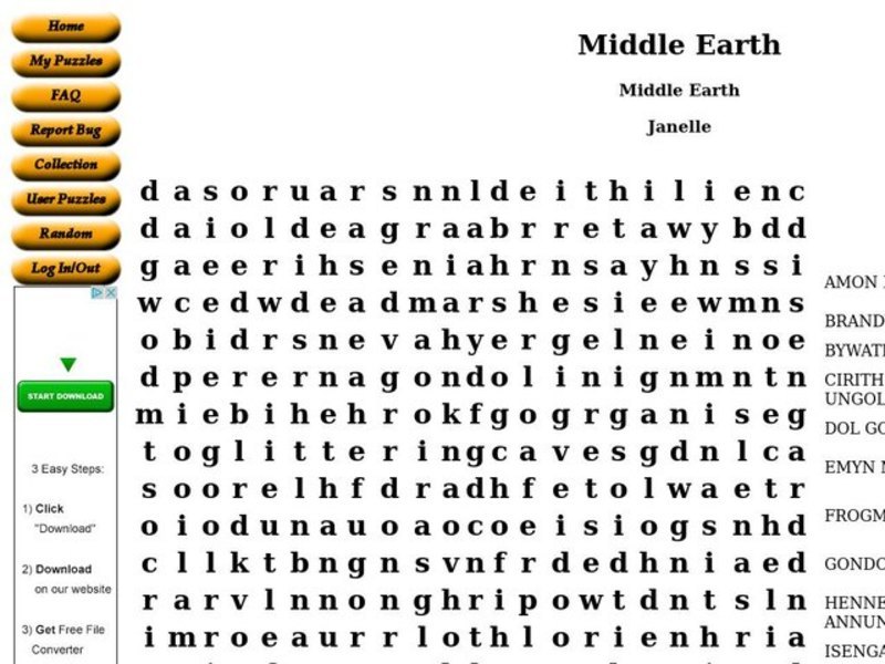 Middle Earth Worksheet Middle Earth Worksheet