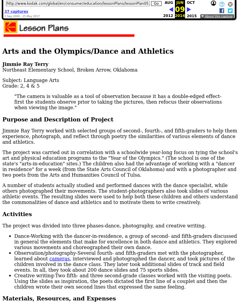Arts and the Olympics/Dance and Athletics Lesson Plan Arts and the Olympics/Dance and Athletics Lesson Plan