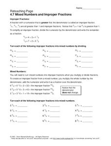 Mixed Numbers and Improper Fractions Worksheet Mixed Numbers and Improper Fractions Worksheet