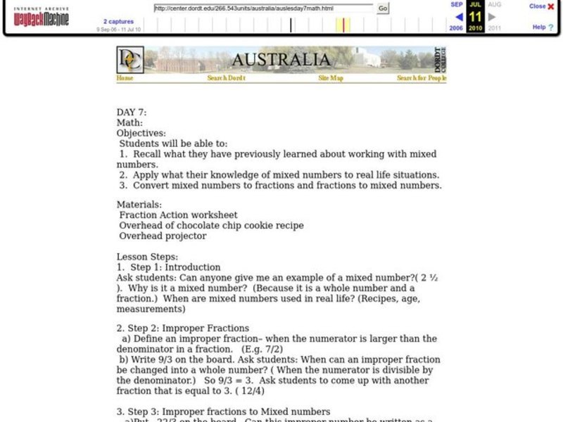 Mixed Numbers Lesson Plan Mixed Numbers Lesson Plan