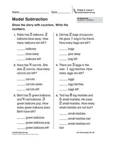 Model Subtraction Worksheet Model Subtraction Worksheet