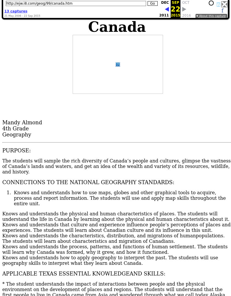 Canada Lesson Plan Canada Lesson Plan