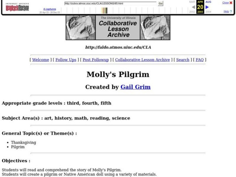 Molly's Pilgrim Lesson Plan Molly's Pilgrim Lesson Plan