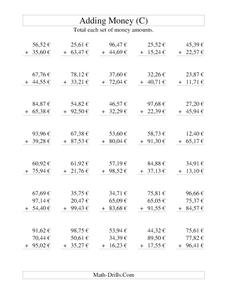 Money Addition (C) Worksheet Money Addition (C) Worksheet