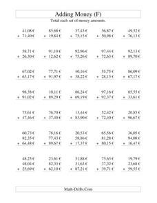 Money Addition (F) Worksheet Money Addition (F) Worksheet