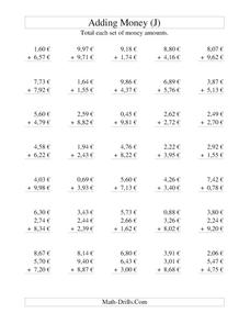 Money Addition (J) Worksheet Money Addition (J) Worksheet