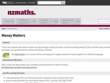 Money Matters Lesson Plan Money Matters Lesson Plan