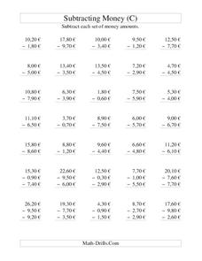Money Subtraction (C) Lesson Plan Money Subtraction (C) Lesson Plan