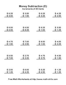 Money Subtraction (C) Worksheet Money Subtraction (C) Worksheet