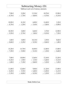 Money Subtraction (D) Lesson Plan Money Subtraction (D) Lesson Plan