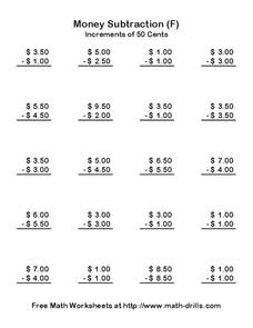 Money Subtraction (F) Worksheet Money Subtraction (F) Worksheet