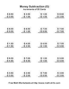 Money Subtraction (G) Worksheet Money Subtraction (G) Worksheet