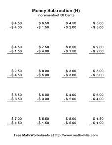 Money Subtraction (H) Worksheet Money Subtraction (H) Worksheet