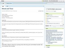 Mood and Tone Lesson Plan Mood and Tone Lesson Plan