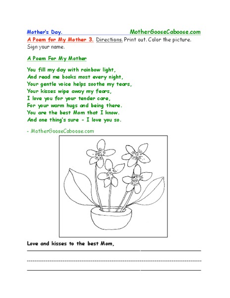 Mother's Day Worksheet Mother's Day Worksheet