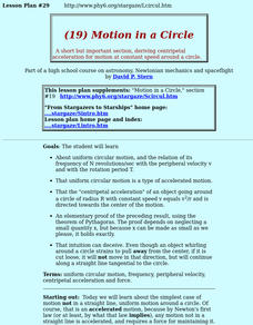 Motion in a Circle Lesson Plan Motion in a Circle Lesson Plan