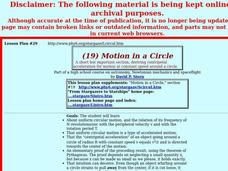 MOTION IN A CIRCLE Lesson Plan MOTION IN A CIRCLE Lesson Plan